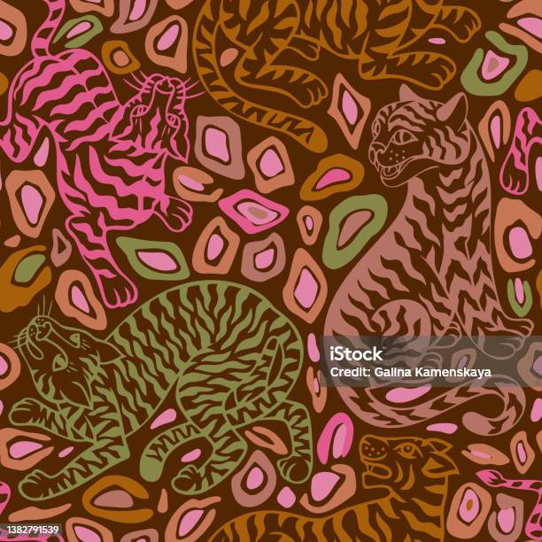 Pattern Predator Vector Tropical Seamless Pattern Jungle Predator With Abstract Geometric ...