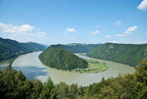 This wide angle capture shows a famous austrian part of the big danube river: the Schloegener Schlinge. This landmark has been officially nominated as a national heritage site in 2008. 