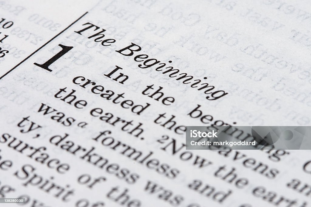 Bibel Extrakten: Genesis 1 - Lizenzfrei Anfang Stock-Foto