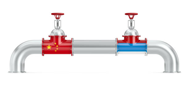 istock pipeline between Russia and China on white background. Isolated 3D illustration 1382801226