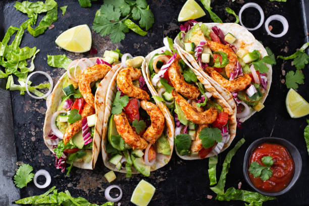 istock Vegan Tacos with Plant based shrimps, prawns 1382803493