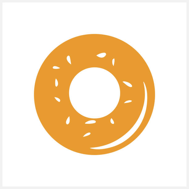 ilustraciones, imágenes clip art, dibujos animados e iconos de stock de icono de donut doodle aislado. pegatina de comida. diseño de logotipos. ilustración vectorial de stock. eps 10 - bagel
