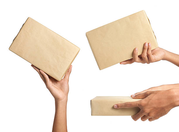 package three different way to give a package hand holding gift stock pictures, royalty-free photos & images