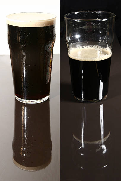 before and after guinnes - half empty and half full dare to compare guinnes stock pictures, royalty-free photos & images