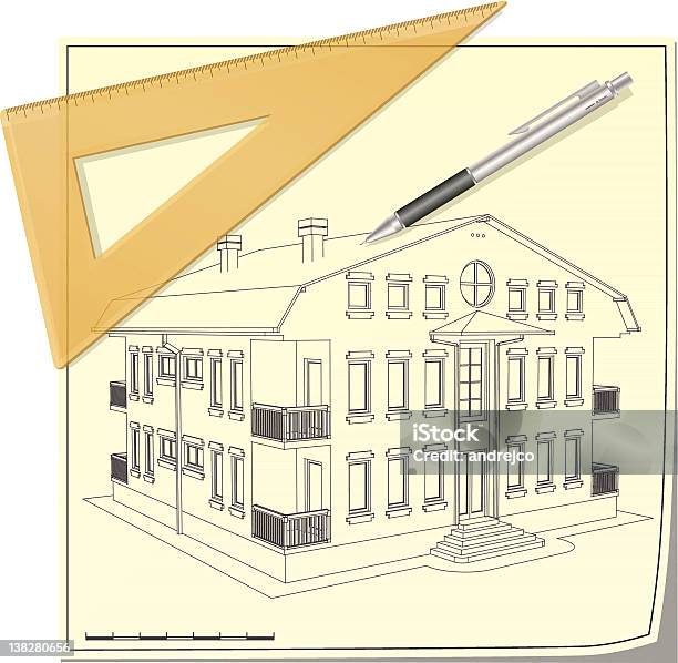 Ilustración de Edificio Proyecto y más Vectores Libres de Derechos de Dibujo - Dibujo, Instrumento de escribir con tinta, Plano - Documento