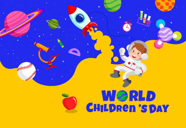 ilustrações, clipart, desenhos animados e ícones de dia das crianças do mundo, de volta à escola, banner modelo de design - dia das crianças
