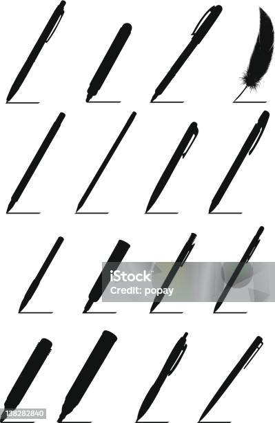 Stifte Silhouette Stock Vektor Art und mehr Bilder von Icon - Icon, Füller, Kugelschreiber