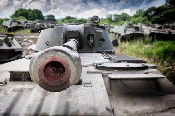 Discarded Russian military equipment stock photo