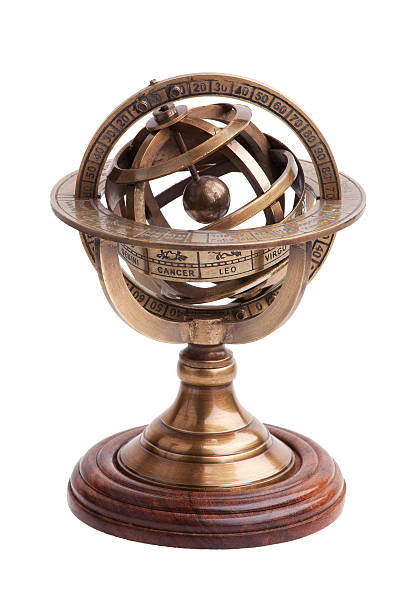 istock Antique brass armillary sphere on a wooden stand 138286063