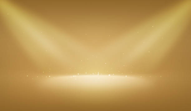 Abstract background gold light glitter show stage of glow shiny golden scene luxury backdrop or empty sparkle podium award spotlight celebration and shine studio display bokeh on glamour wallpaper. Abstract background gold light glitter show stage of glow shiny golden scene luxury backdrop or empty sparkle podium award spotlight celebration and shine studio display bokeh on glamour wallpaper. gold podium stock pictures, royalty-free photos & images