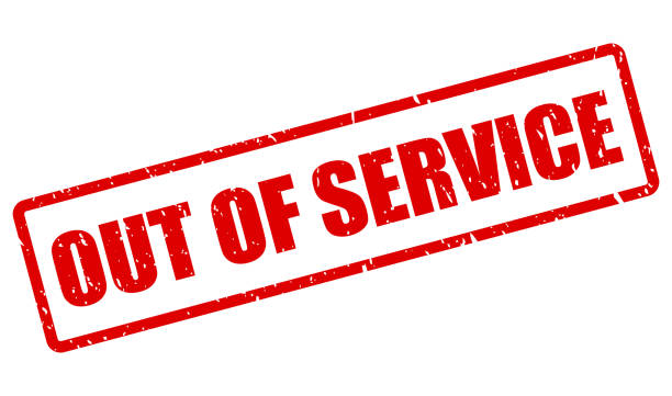 Out of service vector grunge stamp Out of service vector stamp isolated on white background reenactment stock illustrations