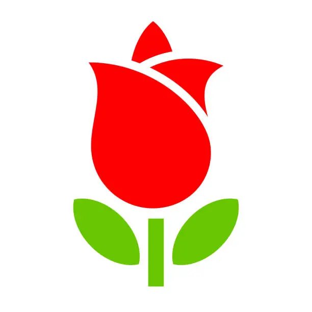 Vector illustration of Red rose simple flower icon