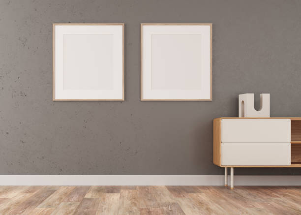 istock 3d illustration with two blank canvases, for a living room. Front view 1382880280