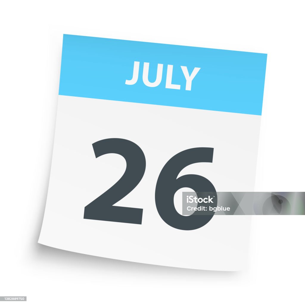 July 26 Daily Calendar On White Background Stock Illustration