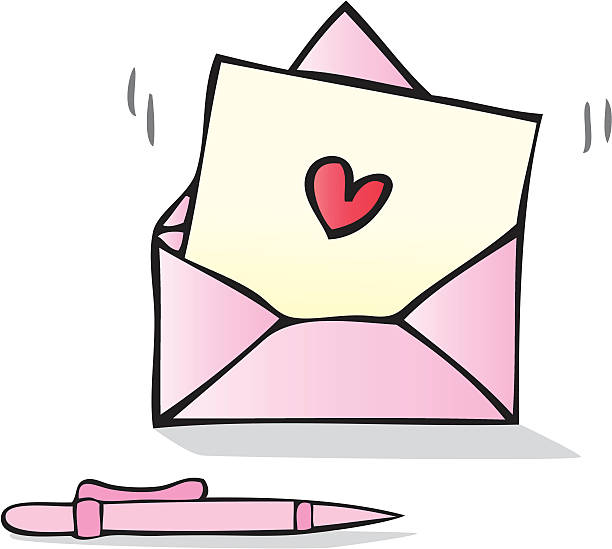 Love Letter With Heart Shape Cartoon Illustration Stock Illustration -  Download Image Now - Love Letter, Cartoon, Color Image - iStock