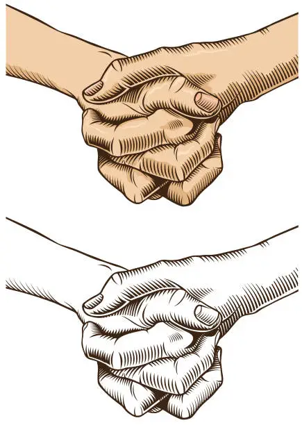 Vector illustration of Clasped hands illustration