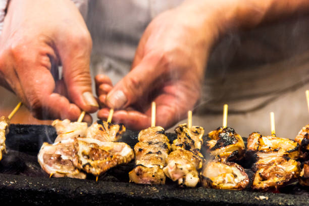 ヤキトン豚串 - spit roasted 日本食 焼き鳥 japanese culture ストックフォトと画像