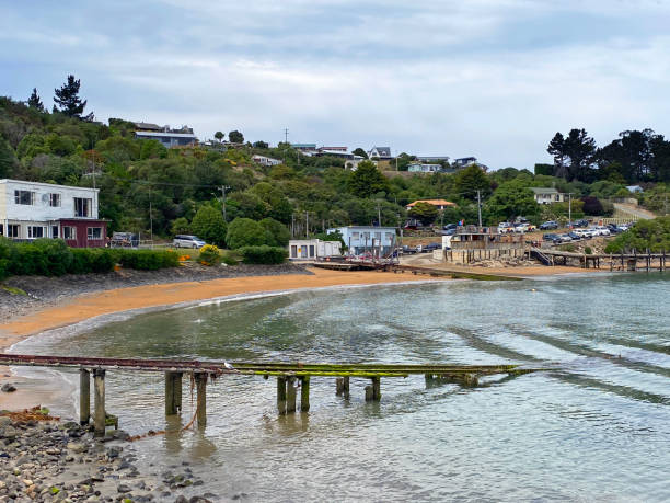 moeraki, otago, 뉴질랜드 - boat launch 뉴스 사진 이미지