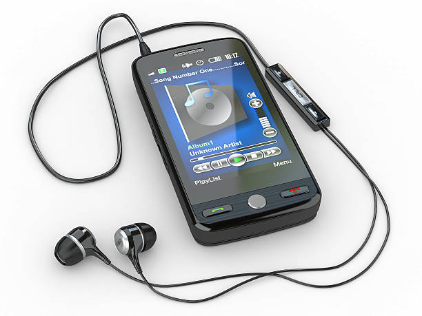 istock Mobile phone with headphones. 3d 138290198