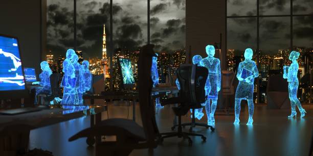 istock Working in metaverse with Tokyo skyline 1382903072