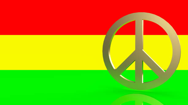 istock The gold peace symbol on background  color  3d rendering 1382905512