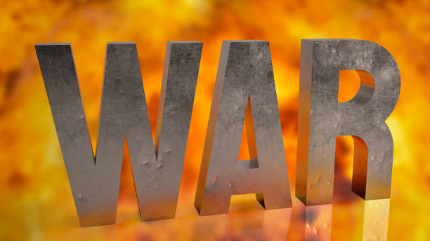 war writing on white background with shadow real letters that look like top view 3D graphic concrete word concept series