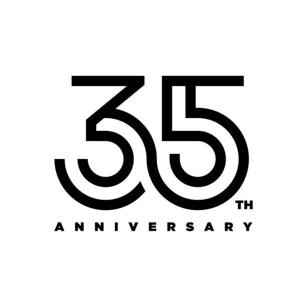 35th Anniversary Logotype Design Thirty five years Celebrate Anniversary Monochrome number 35 stock illustrations
