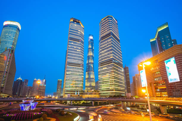 night view of Lujiazui District at shanghai, china
