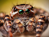 Portrait of Aelurillus v-insignitus female jumping spider portrait