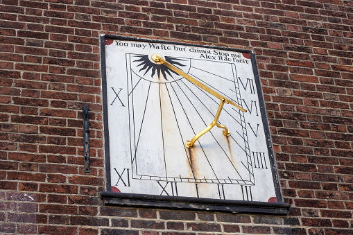 This was the inaugural Tunbridge Wells church, built in English baroque style between 1678-1684 and consecrated in 1887. The sundial  isn't dated but is thought to be from the 18th century. 'You may Waste but cannot Stop me' is meant to refer to the relentless marching of time and is ascribed to Alex Rae Facit, the designer.