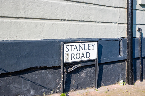 Street Name Sign for Stanley Road at Royal Tunbridge Wells in Kent, England
