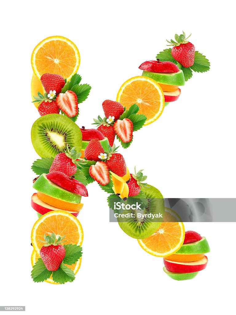 Letter K with fruit Letter K Stock Photo