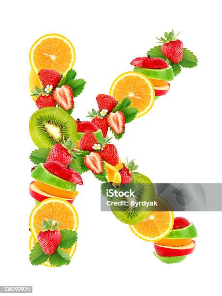Letter K With Fruit Stock Photo - Download Image Now - Letter K, Alphabet, Characters