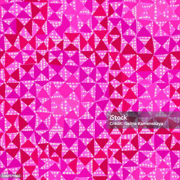 Seamless Geometric Pattern With Triangles Dotted Grid Texture Optic ...