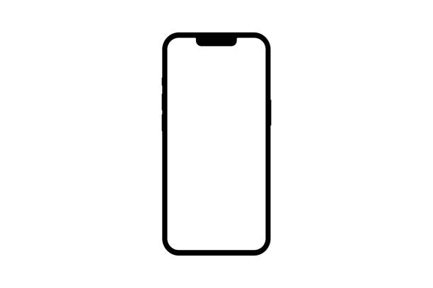 App demonstration mockup. Outline mobile phone frame stock vector App demonstration mockup. Outline mobile phone frame, mockup with transparent screen. Isolated stock vector iphone stock illustrations