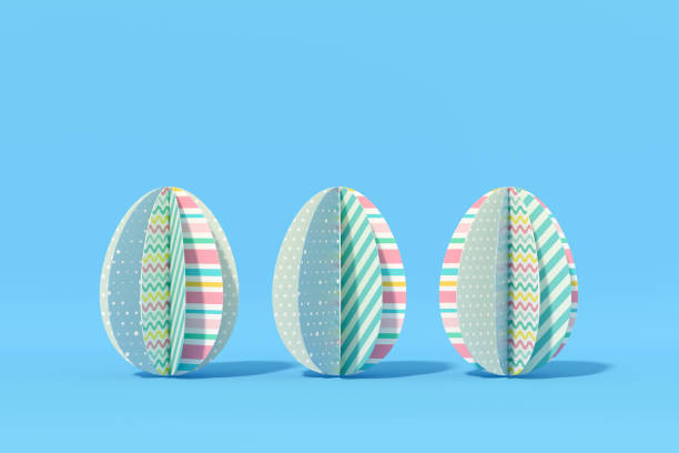 istock Easter egg paper ornament origami blue background 1382989348