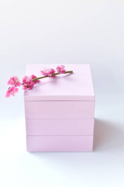 istock Pink Ju-Bako & Red Plum Blossoms on the White Background 1383005909