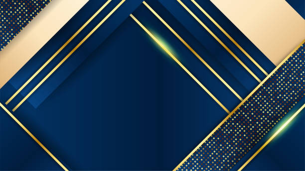 istock Luxury blue gold background. Elegant business presentation banner. Vector illustration. 1383008437