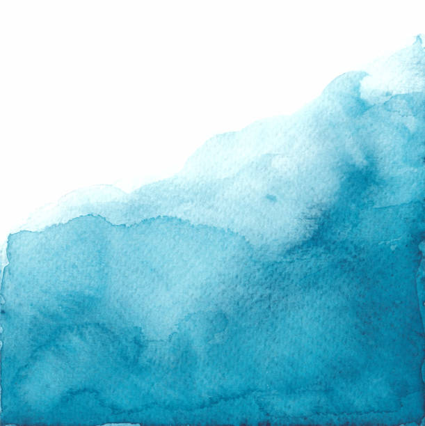 illustrations, cliparts, dessins animés et icônes de aquarelle vectorielle dessinée à la main lavis fond bleu - water backgrounds blue wave