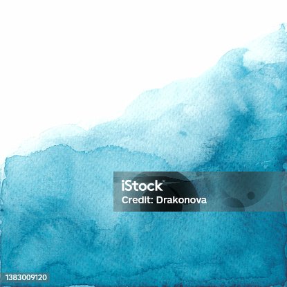 istock Vector hand drawn watercolor wash blue background 1383009120