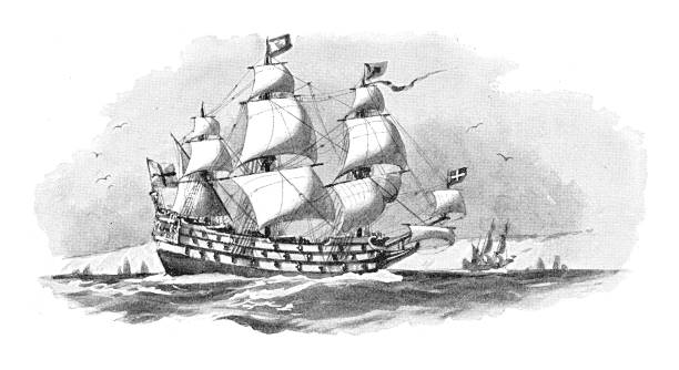istock English warship Royal Sovereign - Vintage engraved illustration 1383009656