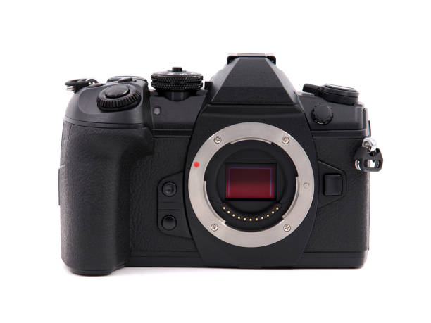 istock Digital camera, black body, isolated on white 1383011377