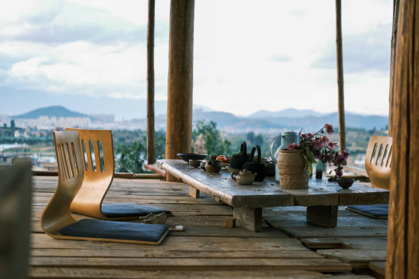 istock The dining table on the wooden building 1383014815