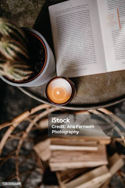 Cozy Cabin Getaway Weekend Stock Photo - Download Image Now - Candle, Autumn, Cozy