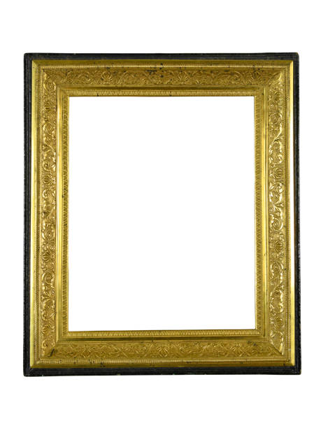 istock Wooden golden frame for paintings. Isolated on white 1383028577