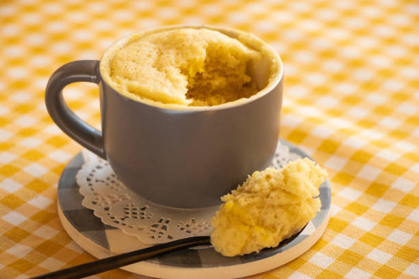 cake in a mug. Vanilla dessert cooked in the microwave. cake mug.