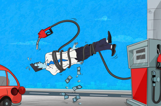 ilustraciones, imágenes clip art, dibujos animados e iconos de stock de aumento de los precios del petróleo - gasoline fossil fuel dollar sign fuel and power generation