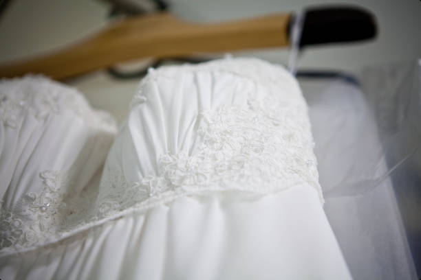Bride dress on a hanger