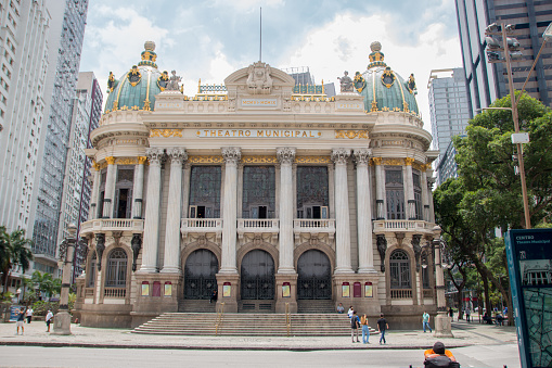 Municipal theater in Rio de Janeiro, Brazil - December 6, 2021: Municipal theater in downtown Rio de Janeiro