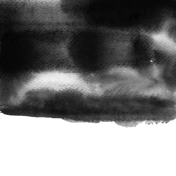 istock Black ink wash watercolor black and white background with copy space 1383036788